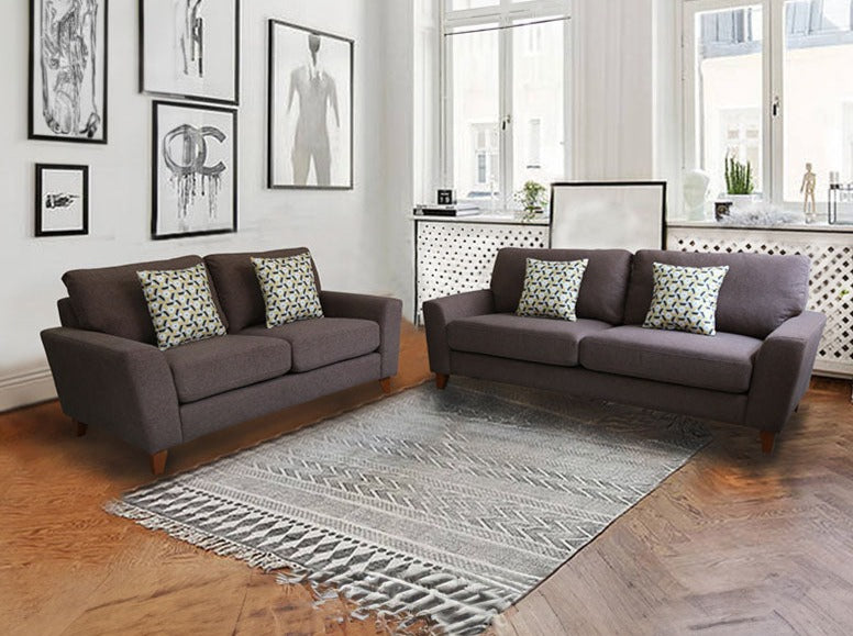 renata sofa set dark brown - Lux Furniture