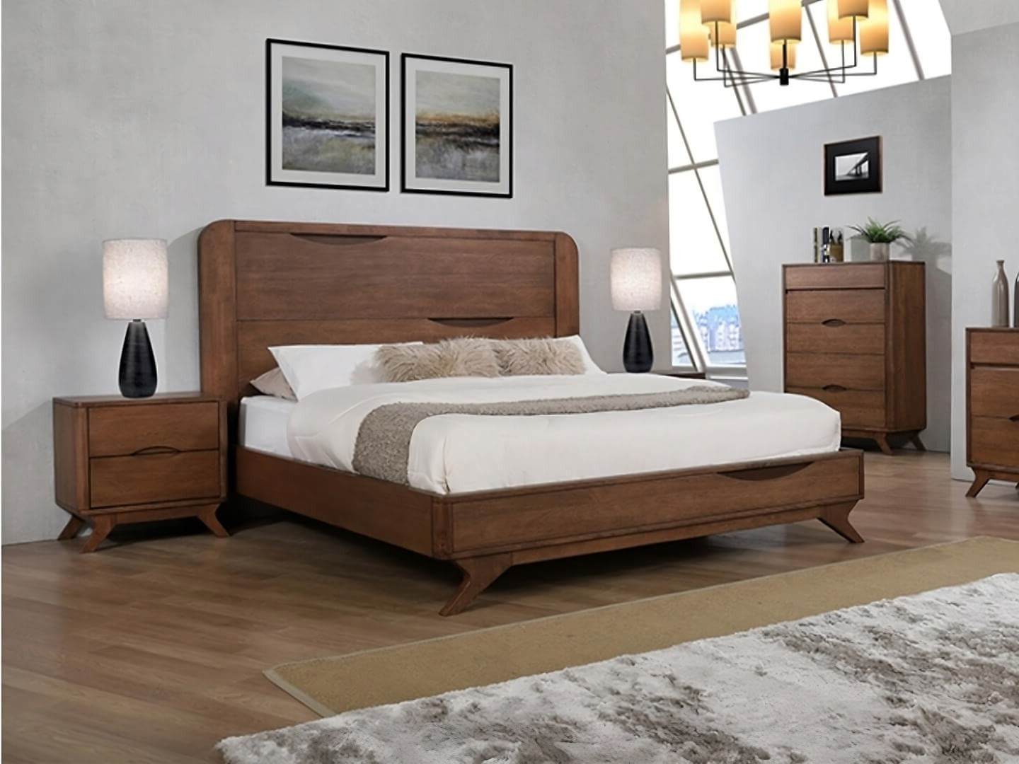 solid wood bed with 2 nightstands - Lux Furniture