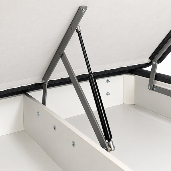 divan base- bed with storage, open top - gas mechanism view closeup