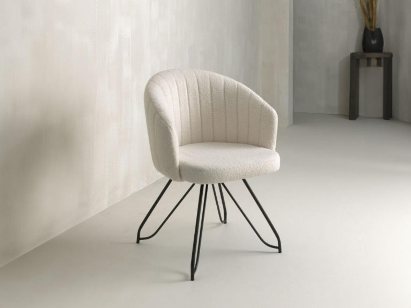 boucle white dining chair - Lux Furniture