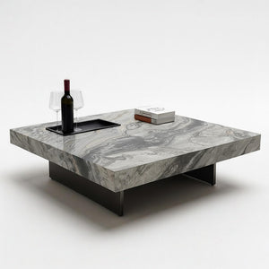 Anthracite coffee table, ceramic, grey, on a white background, modern design