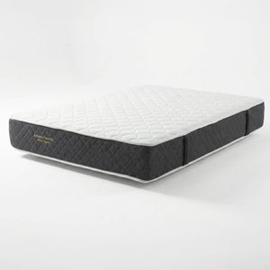 Double-sided orthopedic and anatomic mattress with latex and pocket springs, with a white quilted surface and dark grey sides.