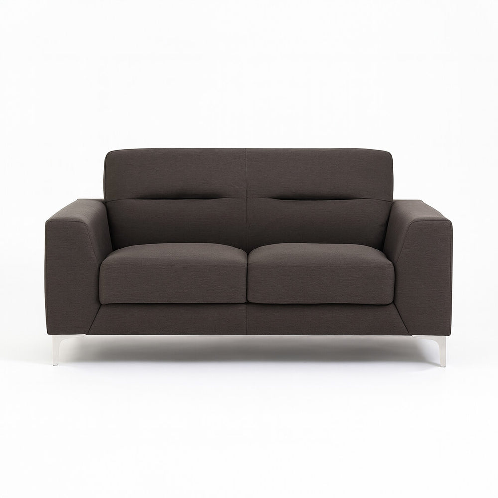 Two-seater sofa Athina, fabric, brown, in a living room, contemporary design. / Brown