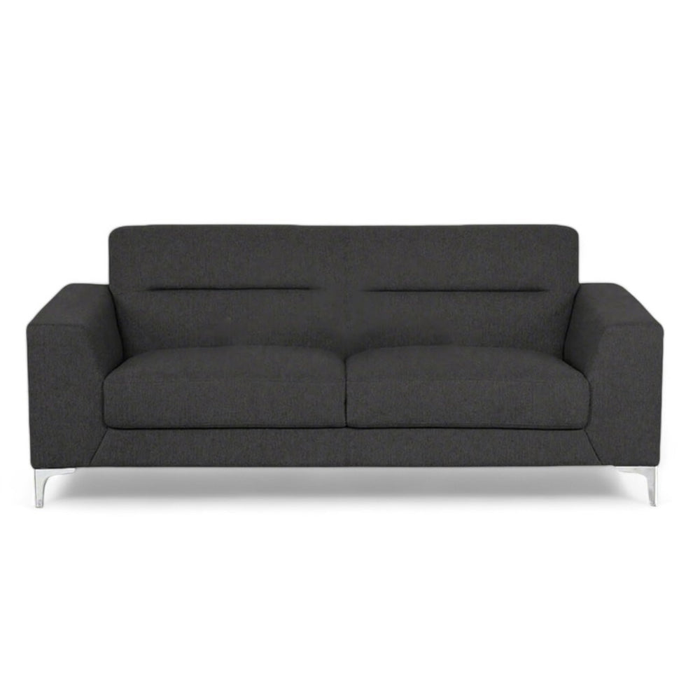 Three-seater sofa Athina, fabric, dark grey, for the living room, with metal legs / Grey