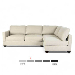 Corner sofa Atlanta, beige fabric, L-shape, on white background, modern style / Beige