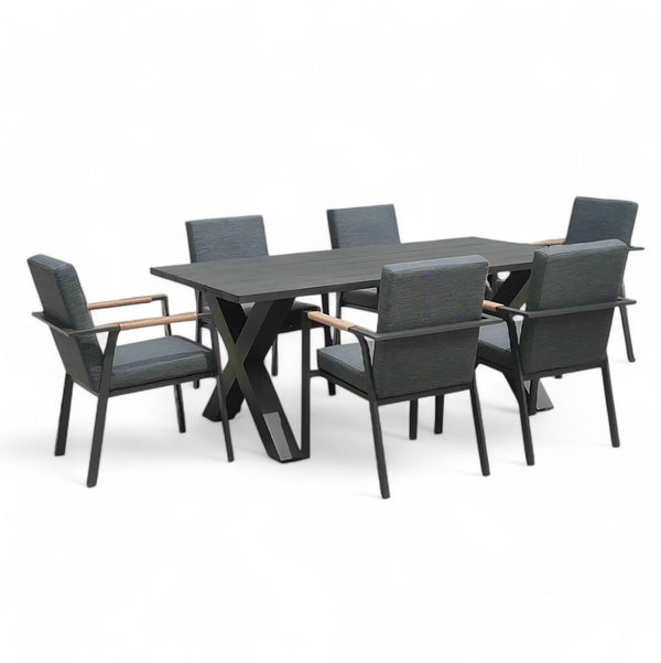 פינת אוכל לגן מאלומיניום עם כיסאות קסטרו | Lux Furniture