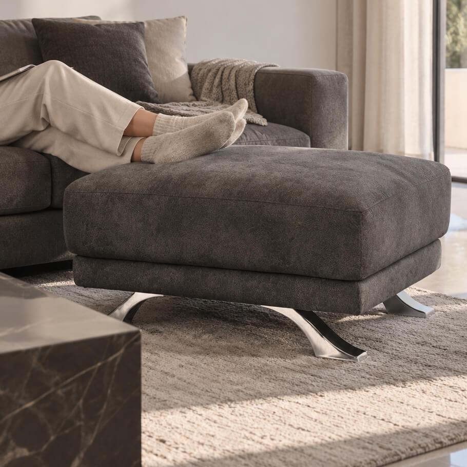 Μοντέρνο Πουφ Δανάη για Καναπέδες | Lux Furniture / Dark Grey