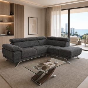 Kanapes danae se xroma dark grey mmicrosuede, se epiplomeno diamerisma sti lemeso / Danae Dark grey