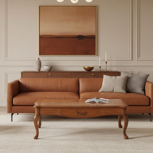 Daphne HSC-020 coffee table, wood, brown, with drawer, classic style