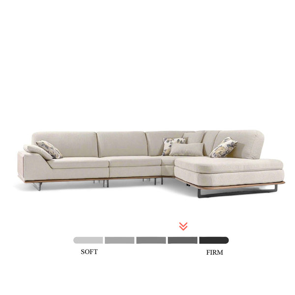 Corner sofa Dias, linen fabric, beige, with adjustable back cushions, studio / Beige