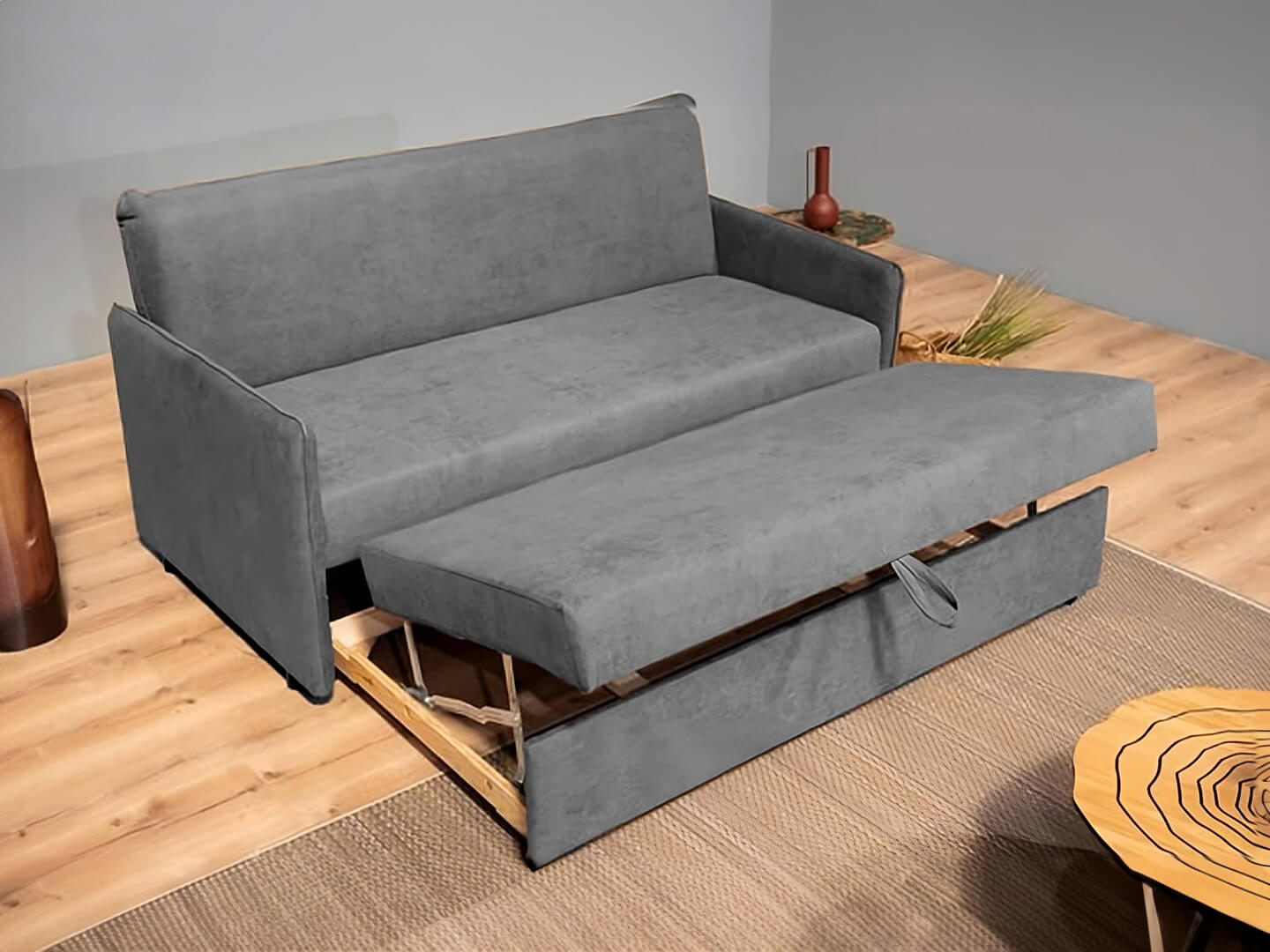 eden grey 3 seater sofa bed - Lux Furniture
