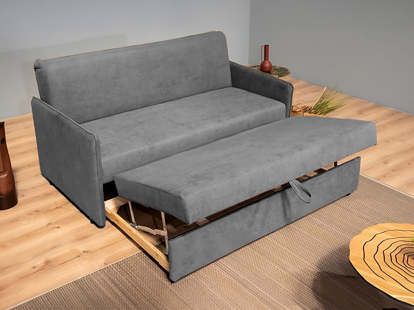 eden grey 3 seater sofa bed - Lux Furniture