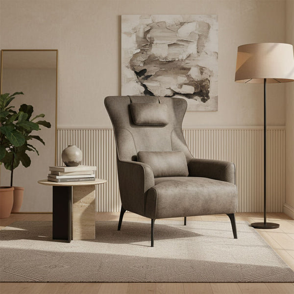 Πολυθρόνα Egon – ύφασμα microfiber – καφέ – με ψηλή πλάτη – μοντέρνο design. / Light Brown