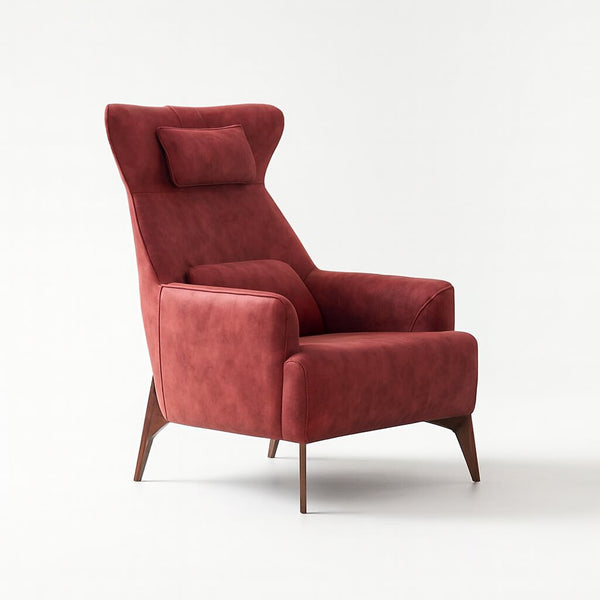 Egon armchair, microfiber fabric, red, on a white background, modern / Red