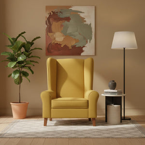 Elizabeth armchair, linen fabric, yellow, for the living room, classic design. / Yellow