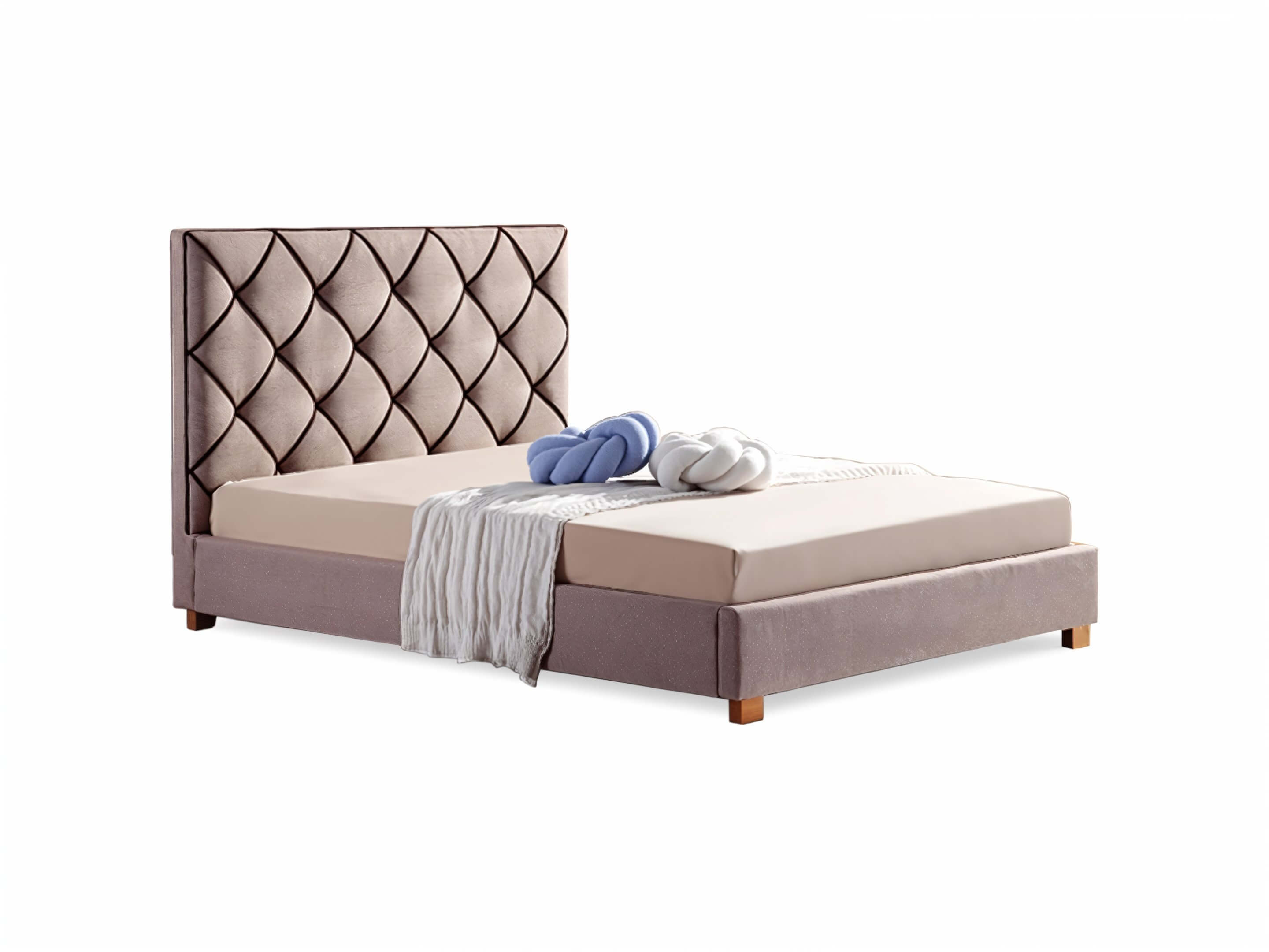 Ira beige bedframe double - Lux Furniture