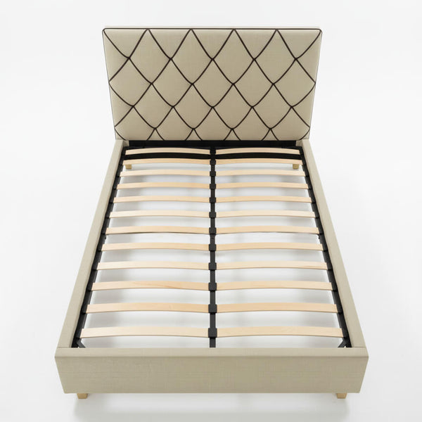 Top view of the Ira bed showing the anatomical frame with the slats.