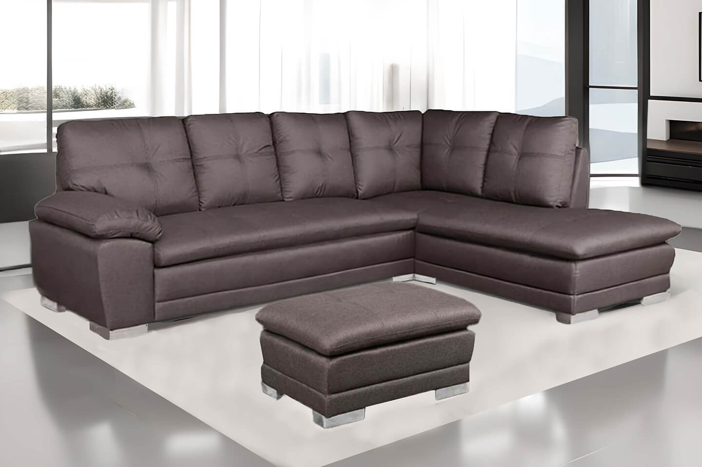 Corner sofa with ottoman Erica / Brown