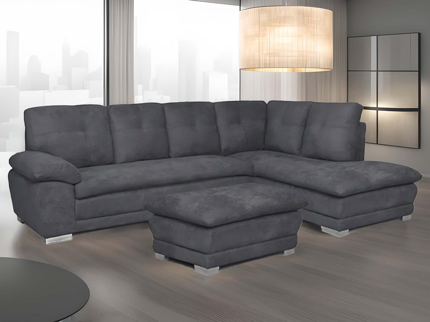 Corner sofa with ottoman Erica / Grey