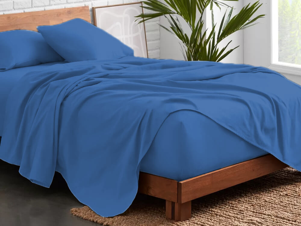 flannel bed sheet set blue - Lux Furniture