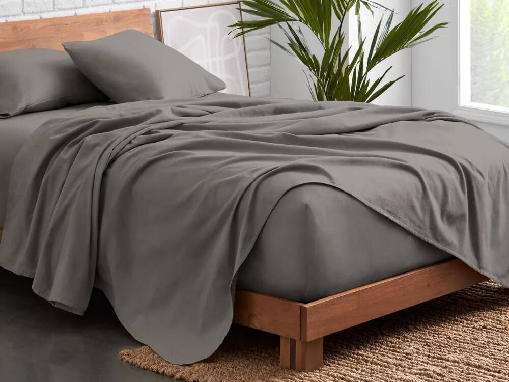 flannel bed sheet set grey  - Lux Furniture
