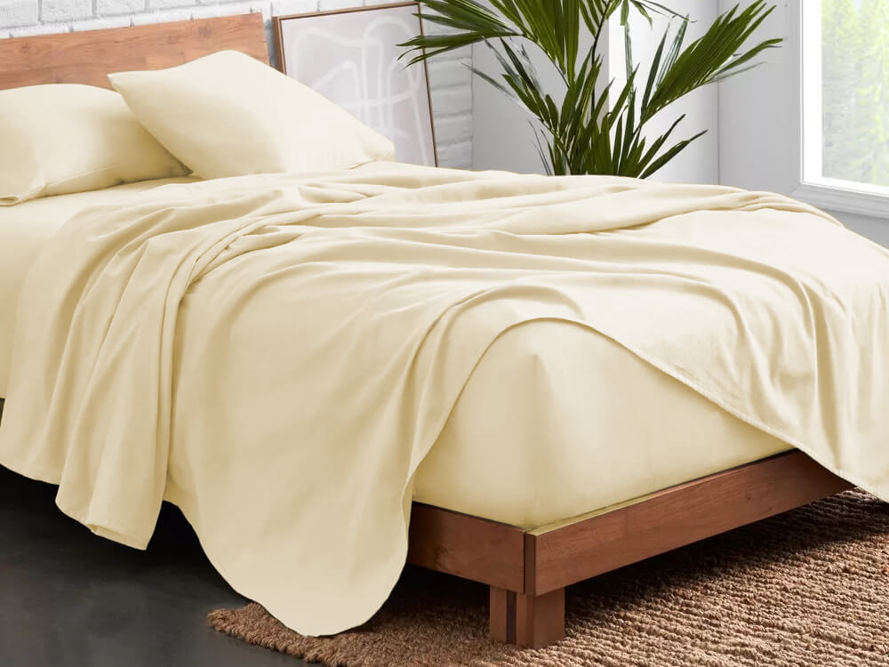 flannel bed sheet set beige - Lux Furniture