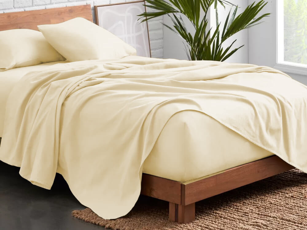 flannel bed sheet set beige - Lux Furniture / Ivory