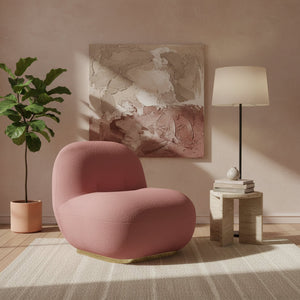 Irelia armchair, bouclé fabric, pink, for the living room, contemporary style / Pink