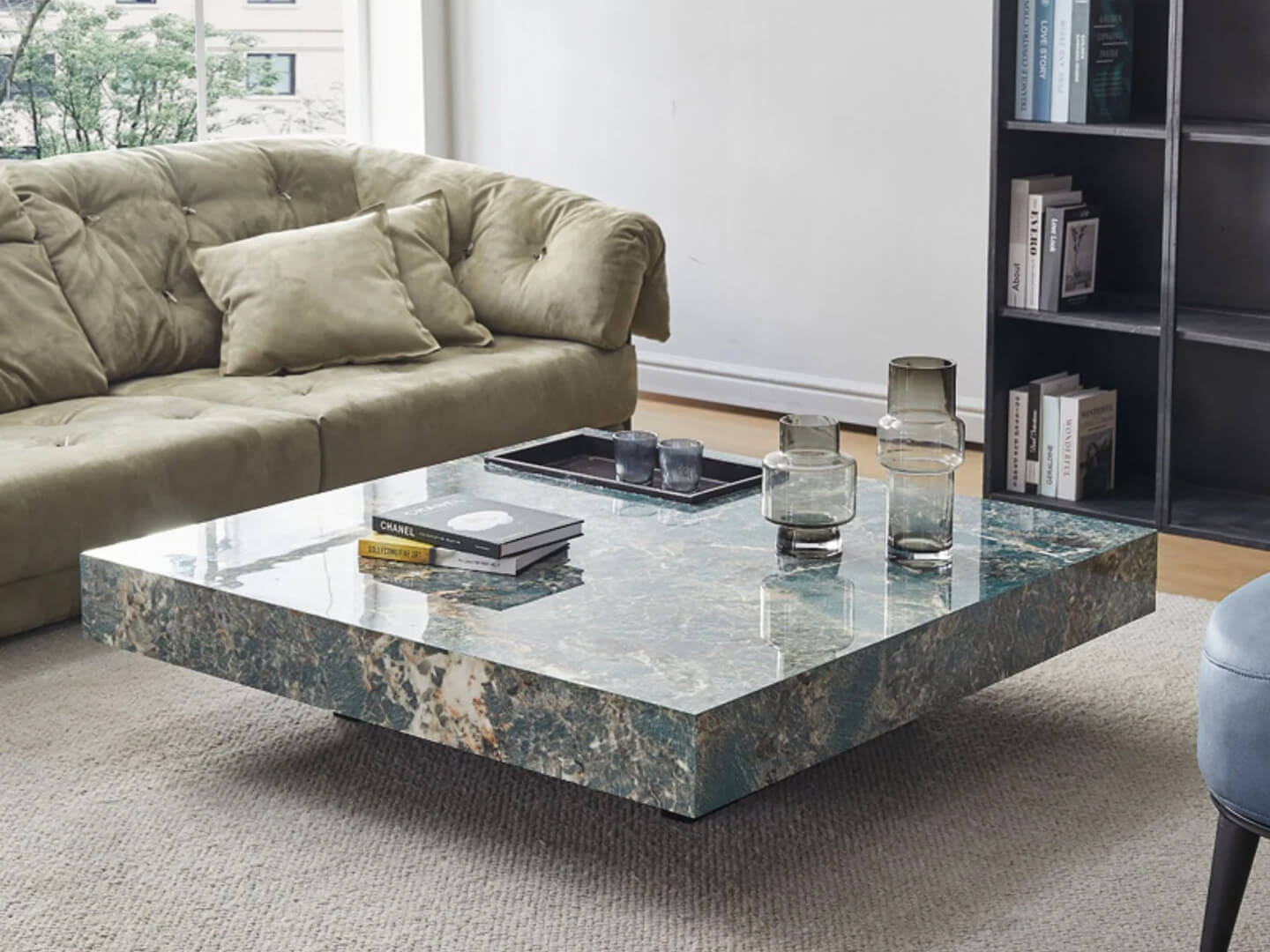 marble turquoise coffee table - Lux furniture