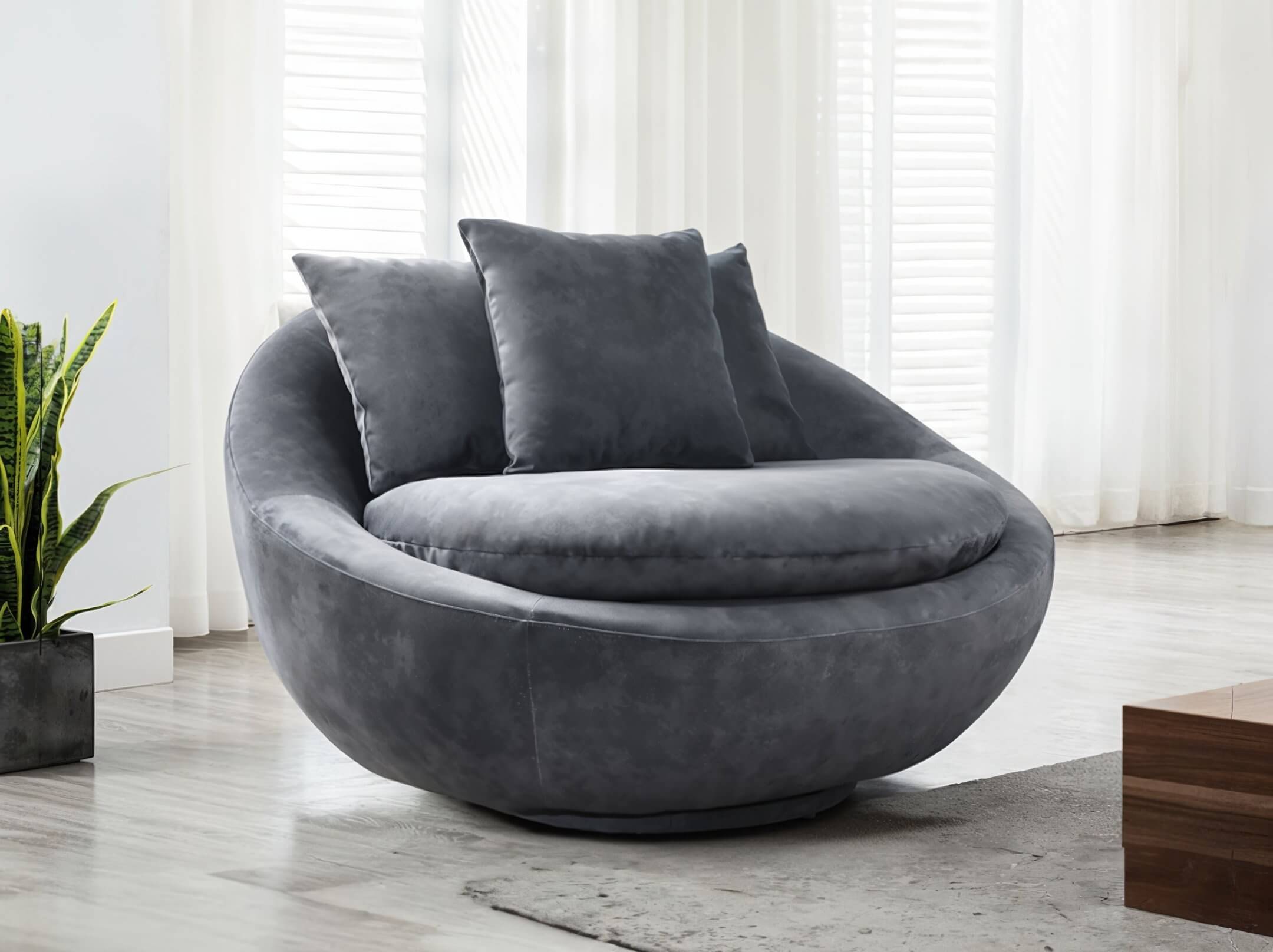 round armchair Lacoon/ Dark grey