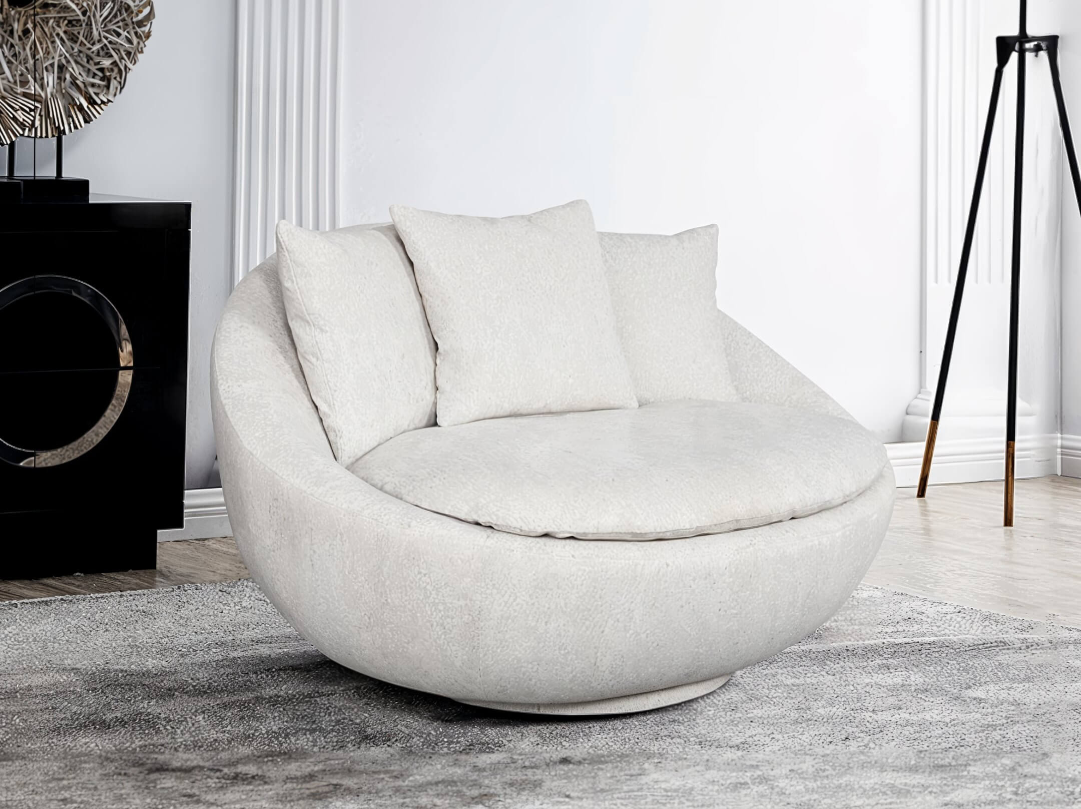 round armchair Στρογγυλή πολυθρόνα σαλονιού / Ivory
