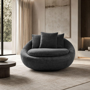 round Lacoon armchair in dark grey / Dark grey
