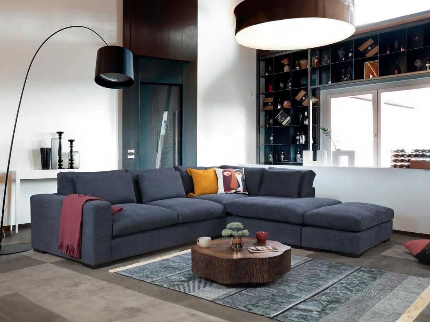 γωνιακός καναπές blue corner sofa lagun - Lux Furniture