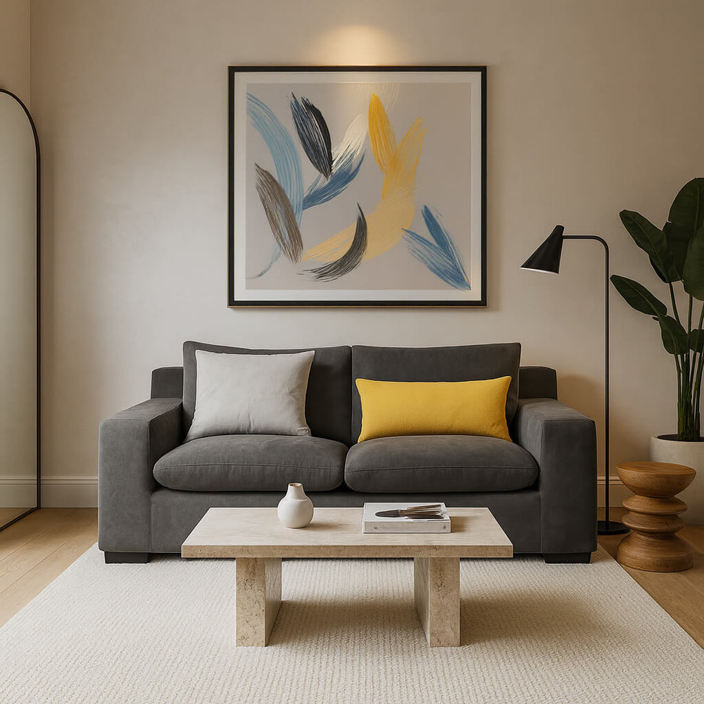 Marcello two-seater sofa, fabric, dark grey, for a modern living room, design. / Dark Grey