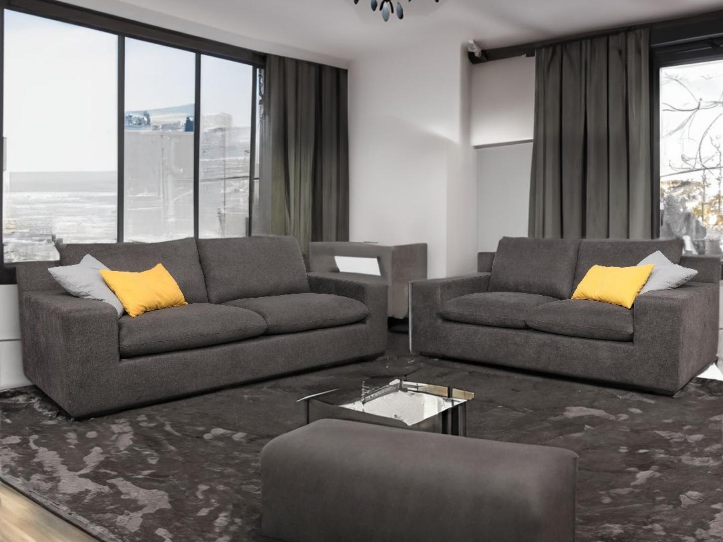 marcello set dark grey sofa - Lux Furniture