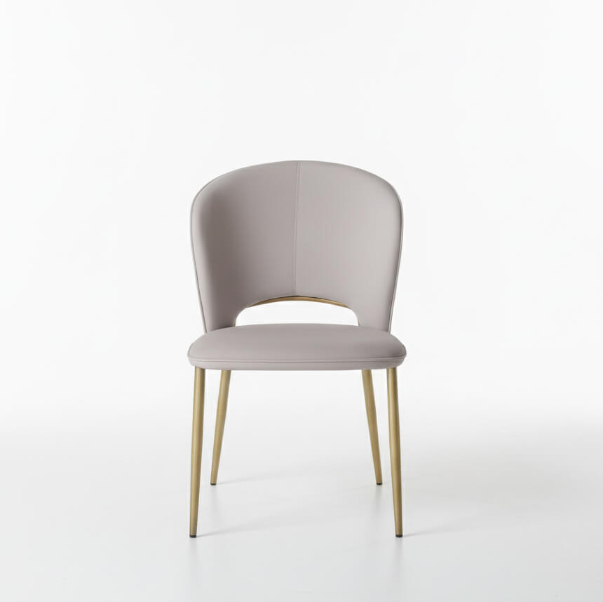 Καρέκλα τραπεζαρίας Nexus Y121 – ύφασμα microsuede – μπεζ – μπροστινή όψη – design / Dark Beige