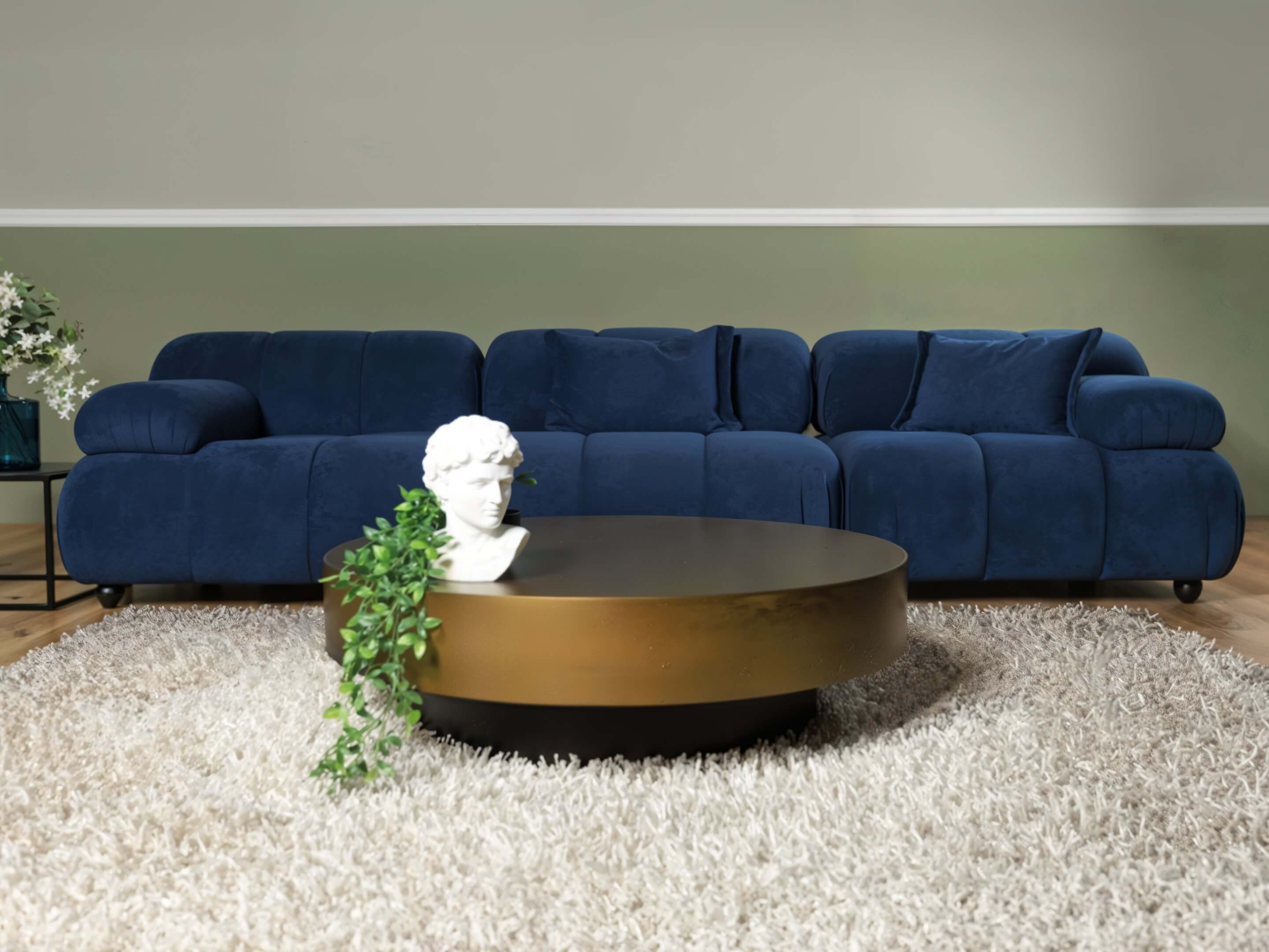 3 seater modern sofa blue μοντέρνος τριθέσιος καναπές Οτις