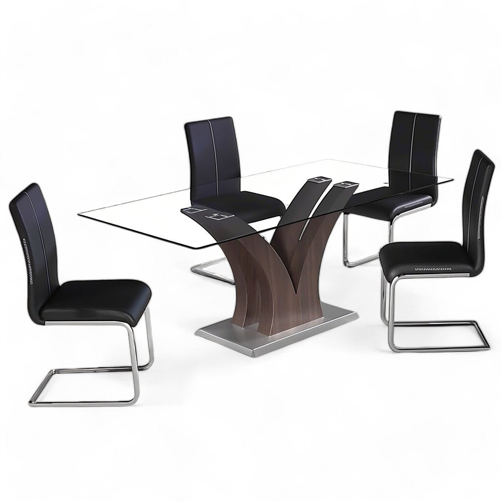 Παλέρμο σετ τραπεζαρία κουζίνας με γυαλί | Lux Furniture