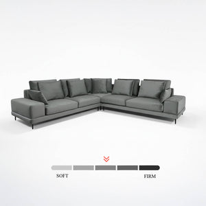 Portofino corner sofa, microsuede, grey, on a white background, modern / Grey