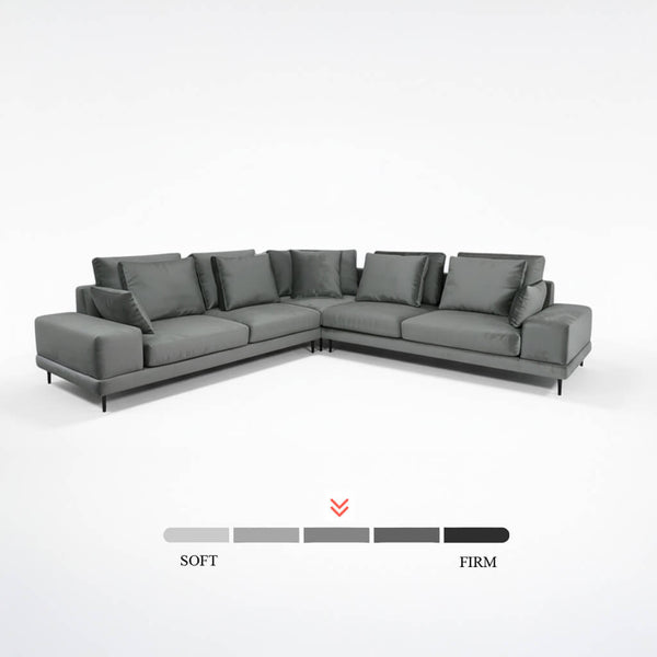 Portofino corner sofa, microsuede, grey, on a white background, modern / Grey