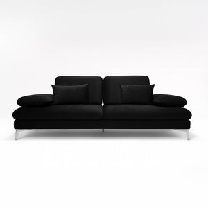 Three-seater sofa-bed Quattro, velvet, black, modern
