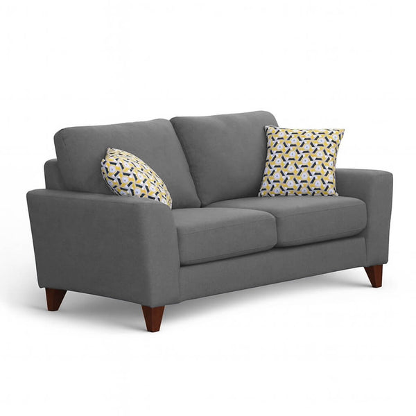 Two-seater sofa Renata, fabric, grey, on a white background, modern design / Grey