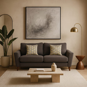 Two-seater sofa Renata, fabric, dark brown, for the living room, contemporary design / Brown