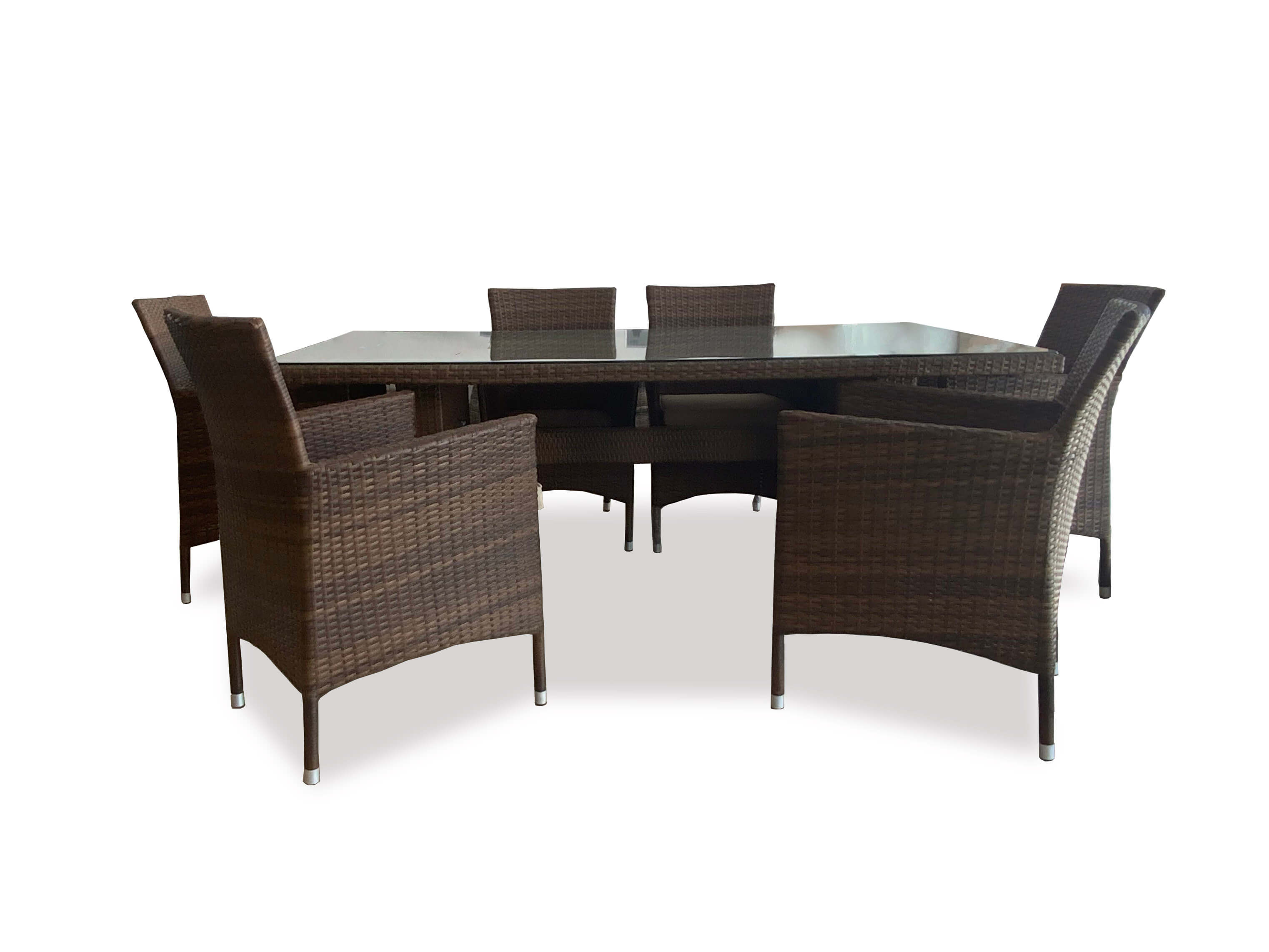 santorini dining table set with 6 chairs rattan - Lux Furniture