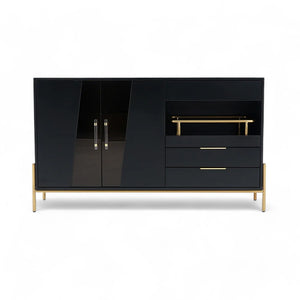Sideboard for the living room in black, with drawers.