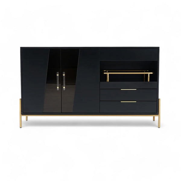Sideboard for the living room in black, with drawers.