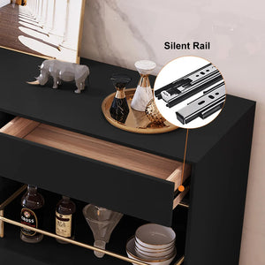 sideboard in black colour, with drawers.