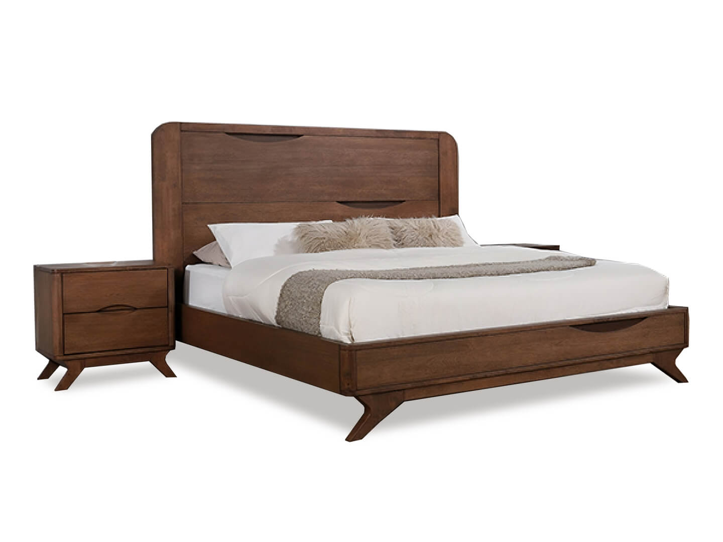 solid wood bed with 2 nightstands - Lux Furniture