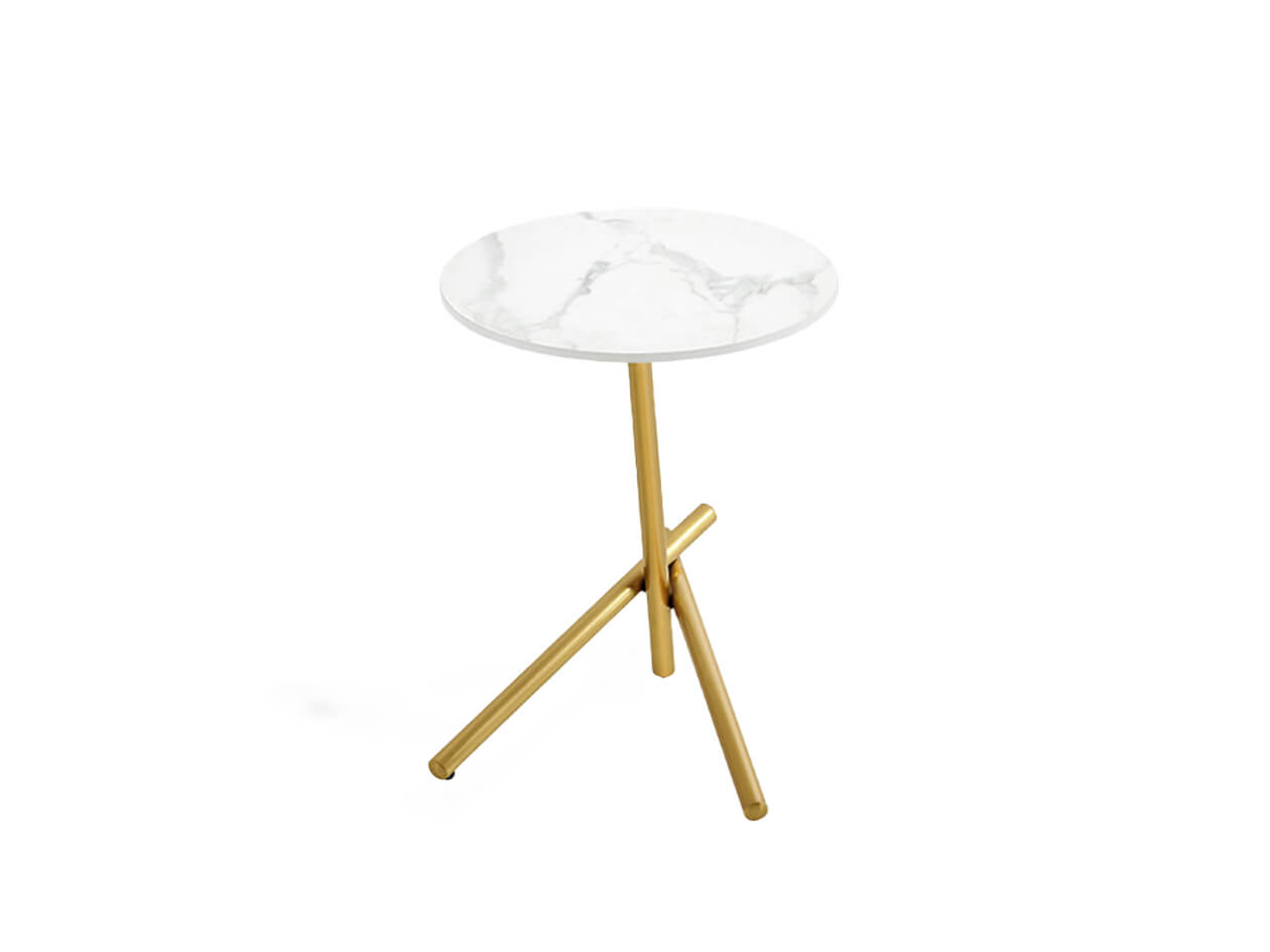 white round marble side table with gold stand - Lux Furniture