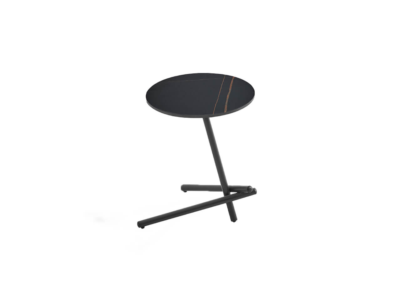 black side table round marble - Lux Furniture